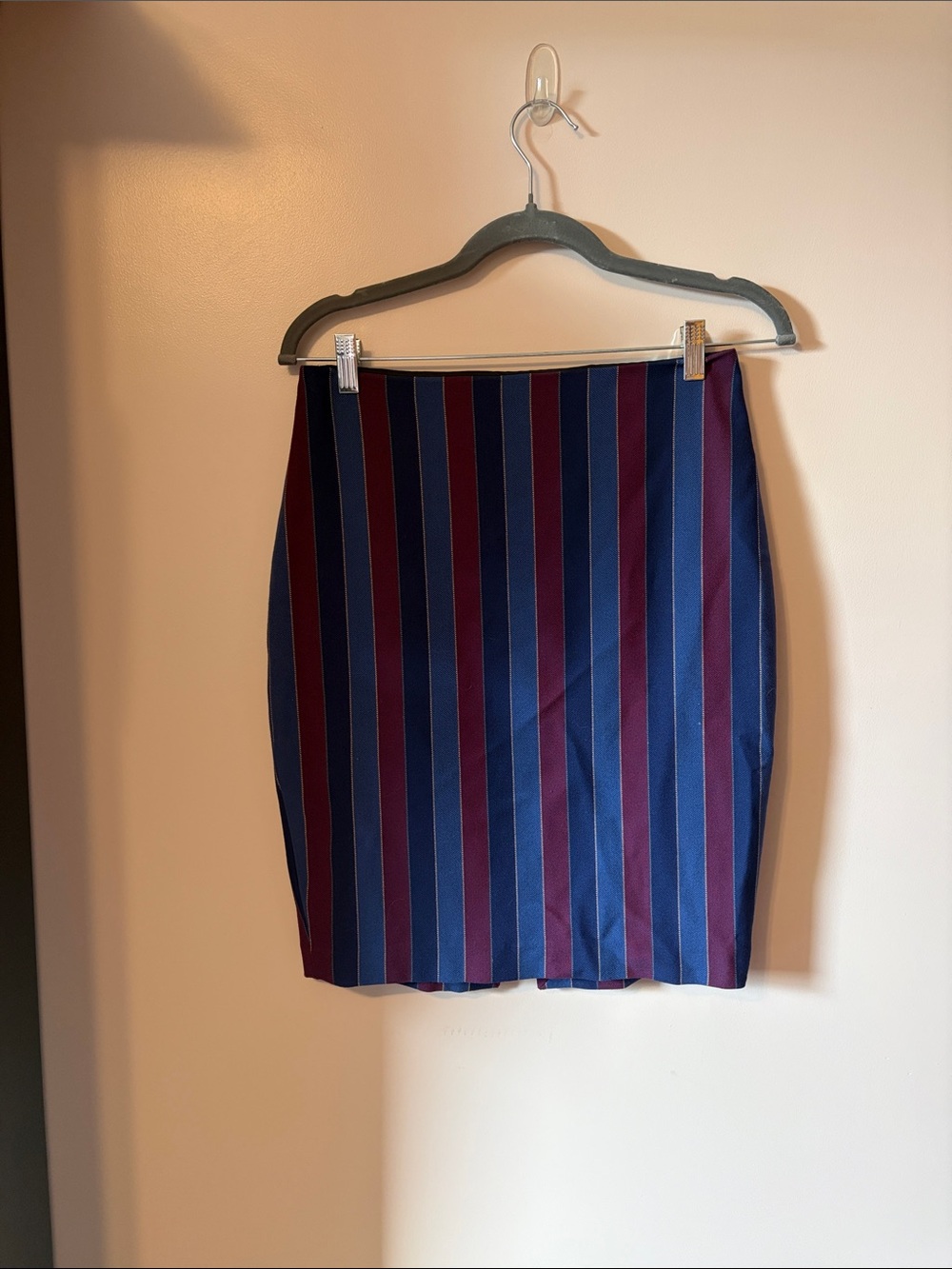 Express Striped Navy and Burgundy Pencil Skirt